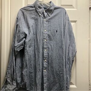 Polo Ralph Lauren men's blue and white Checkered Cotton Button Up Large